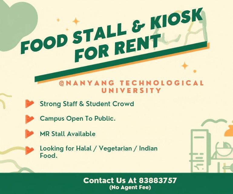 Aircon Foodcourt Stall / Kiosk For Rent in NTU Canteen 2